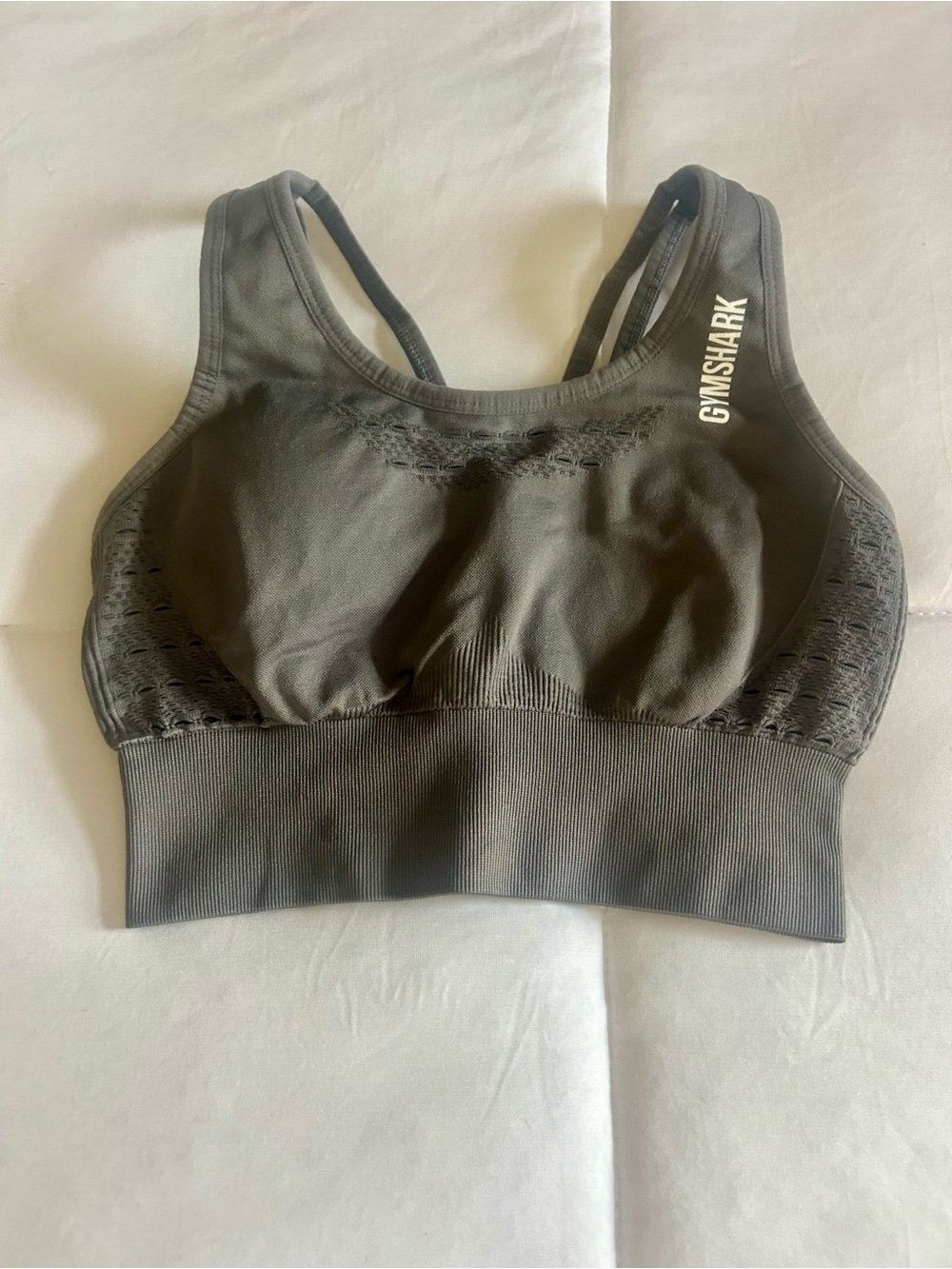 Gymshark Black Seamless Racerback Sports Bra with Mesh Panels